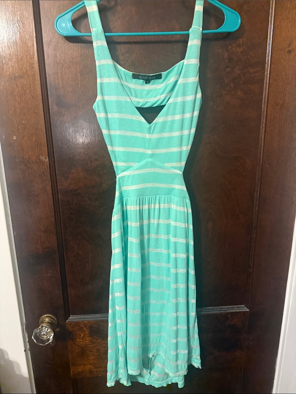 Ocean Drive Mint & White Striped Midi Dress